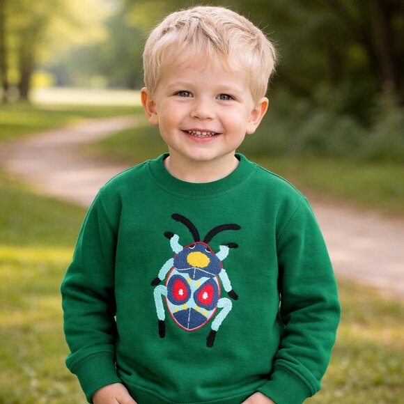 NWT TODDLER BOY SWEATSHIRT Green Long Sleeve BUGS INSECT 3T - Picture 3 of 3